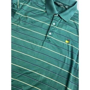 Amen Corner Masters Golf Polo Shirt Mens Large Green Striped Mercerized Cotton